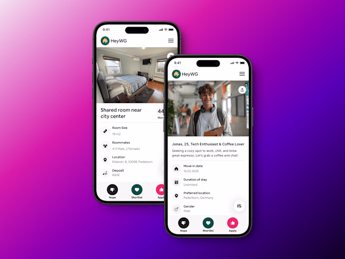 HeyWG website and app design