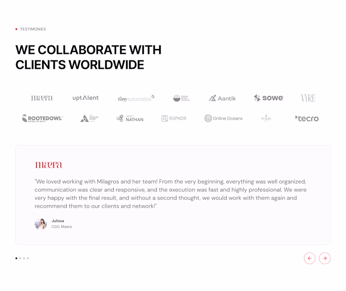 Testimonials section for https://wolf-studio.co