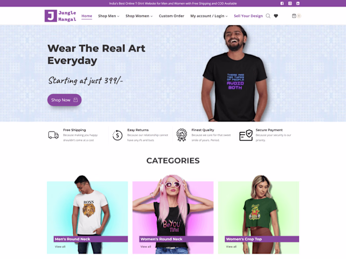 Ecommerce Website Development for a T-shirt Brand