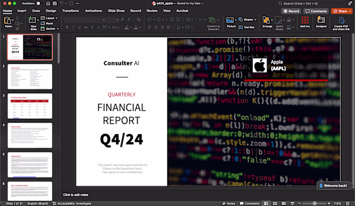 AI-Generated Quarterly Financial Reports at Scale 