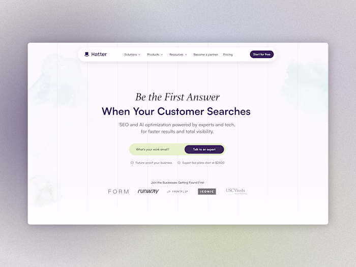 Hatter AI Landing Page & Website Development