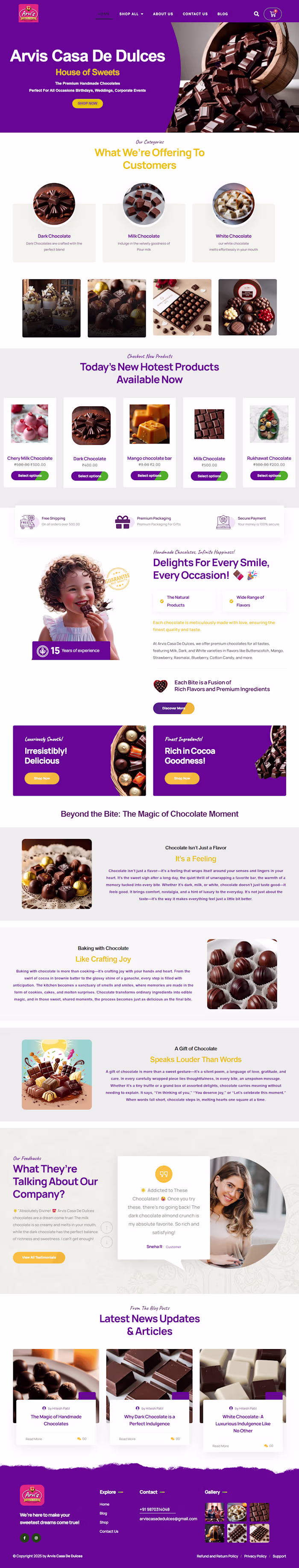 Arvis Casa de Dulces E-commerce Website Development