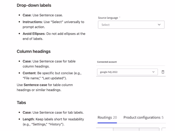 UX writing style guide