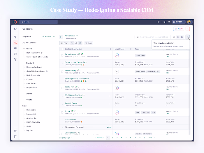 Redesigning a Scalable, AI-Powered CRM for Real Estate Agents