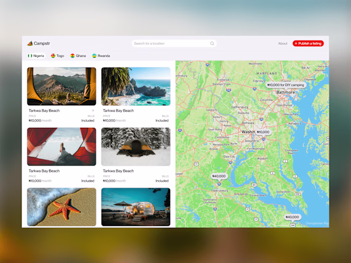Web App development for Campstr