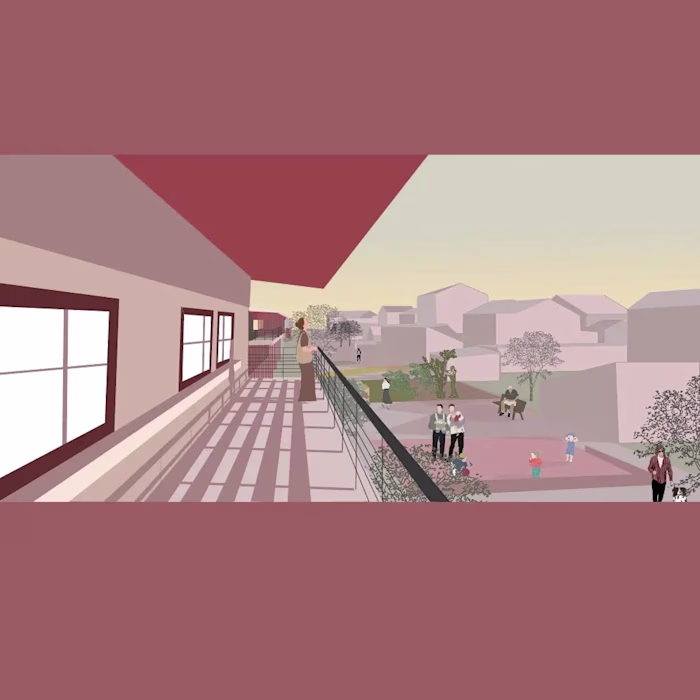 Architectural renders of a sustainable housing complex in France