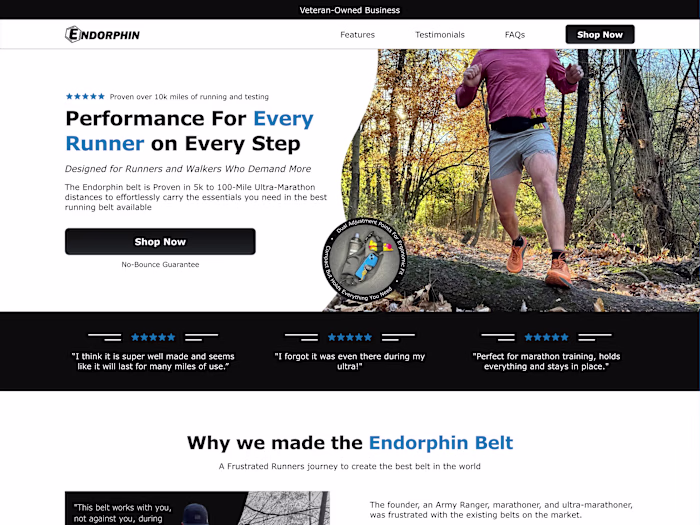 Endorphin Belt - Landing Page Design