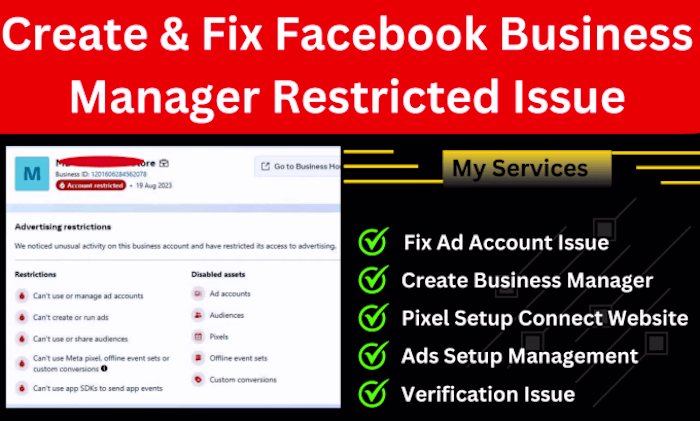 I will create and fix facebook business manager, ads account