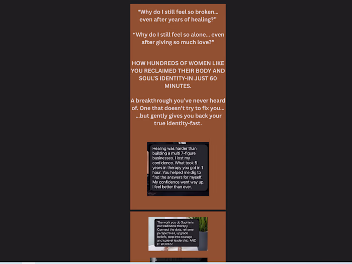 landing page that makes women feel safe, seen&ready to heal.