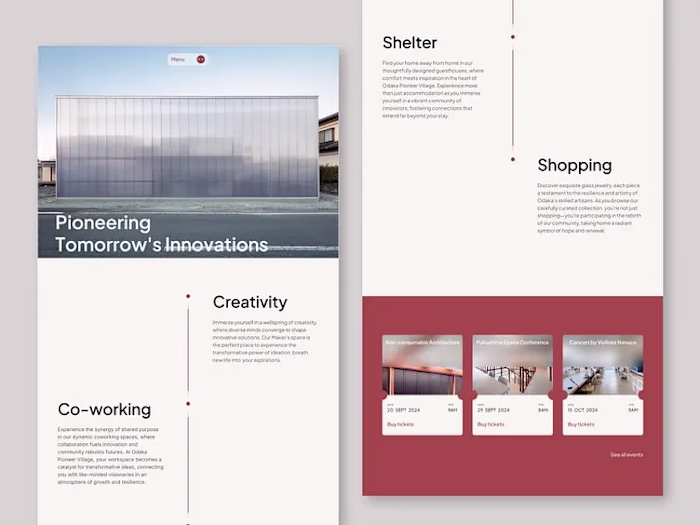 Framer Landing Page Design for Odaka Pioneer Village