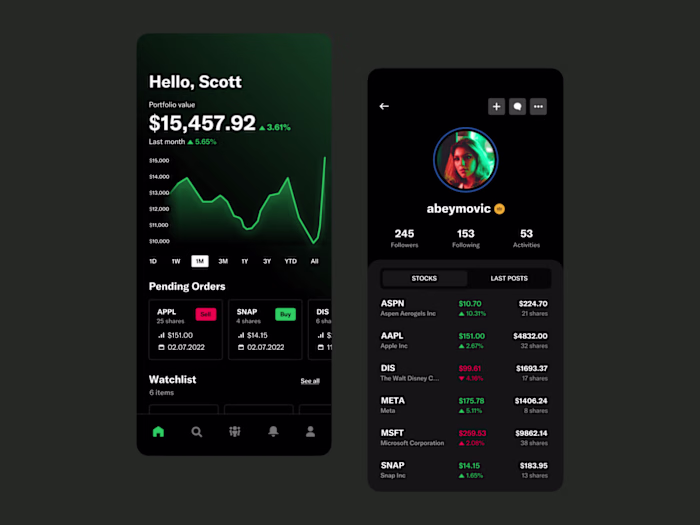 Stock Trading App Concept