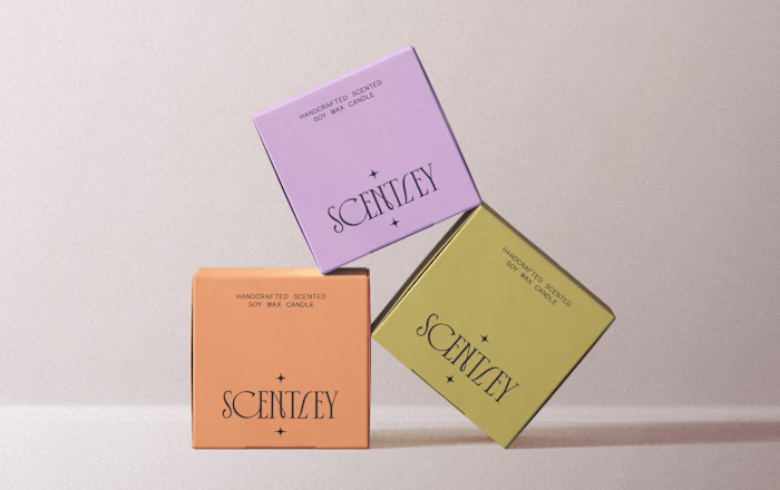 Designer, minimalist logo & packaging design for Scentley
