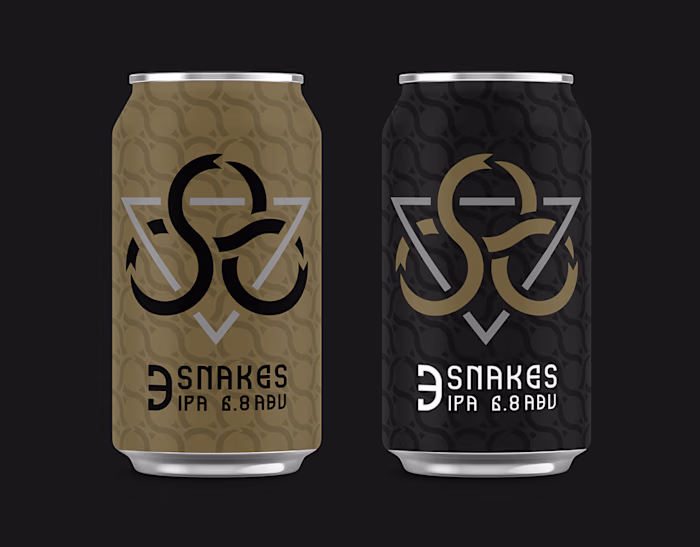 3 Snakes Logo and Beer Can Concept