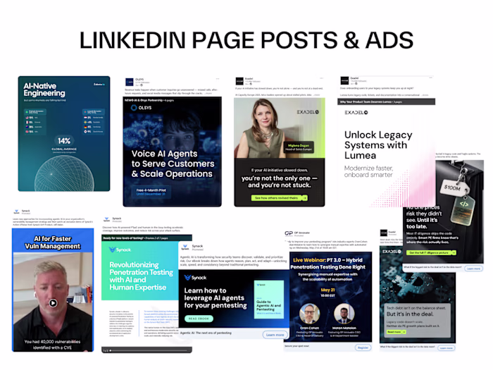 A sneak-peek of company page posts & Ads for B2B tech compan...