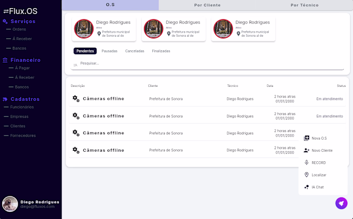 Web App to manage service