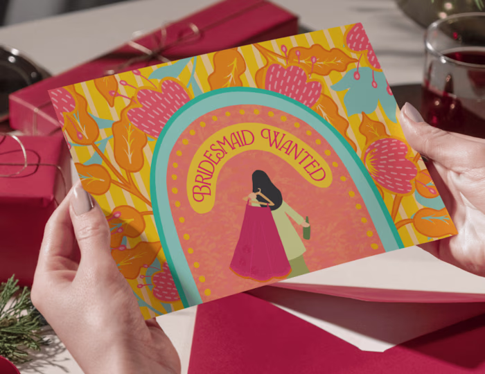 Hand Illustrated Wedding Card