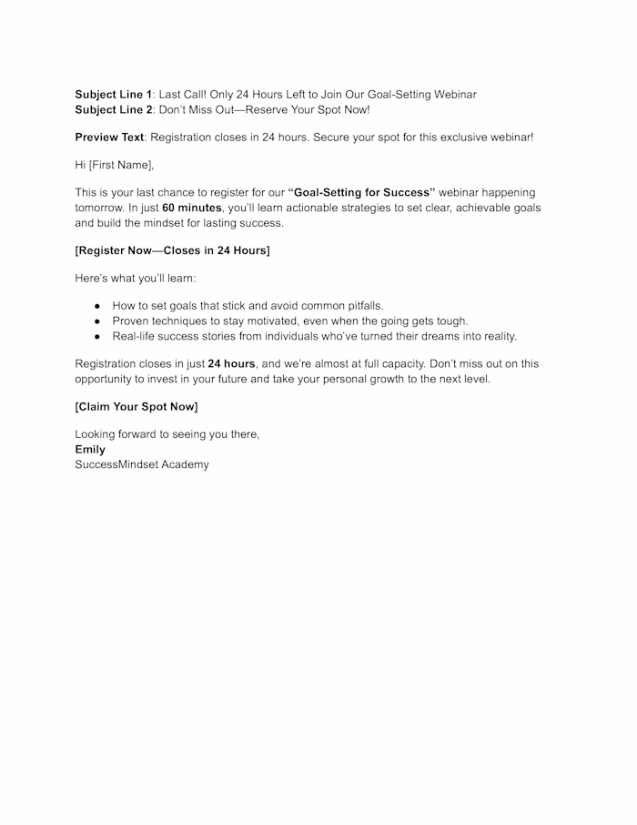 Last Call - Webinar Sign-Up Email