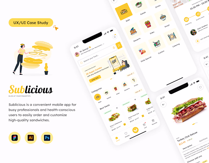 Sublicious - UX/UI Case Study on a Gourmet Sandwich App
