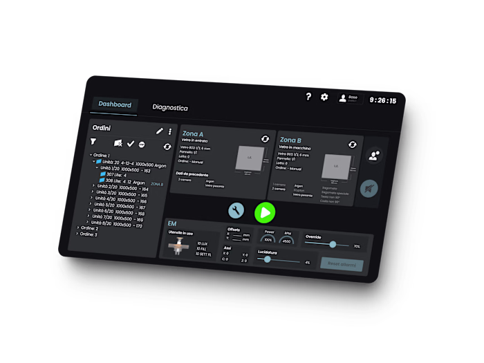Human Machine Interface in Industrial glass edging process