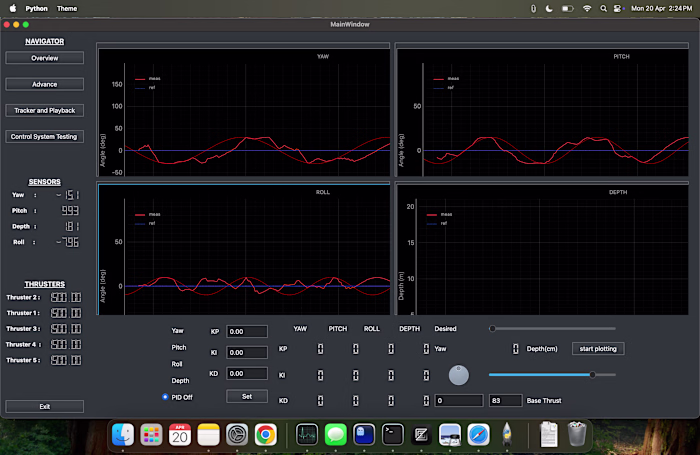 Trident AUV(autonomous underwater vehicle) GUI