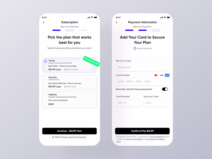 Subscription Flow & Payment UI Concept :: Behance