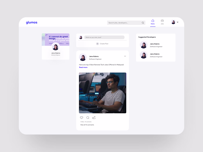 Glumos Social Media Feature UIUX