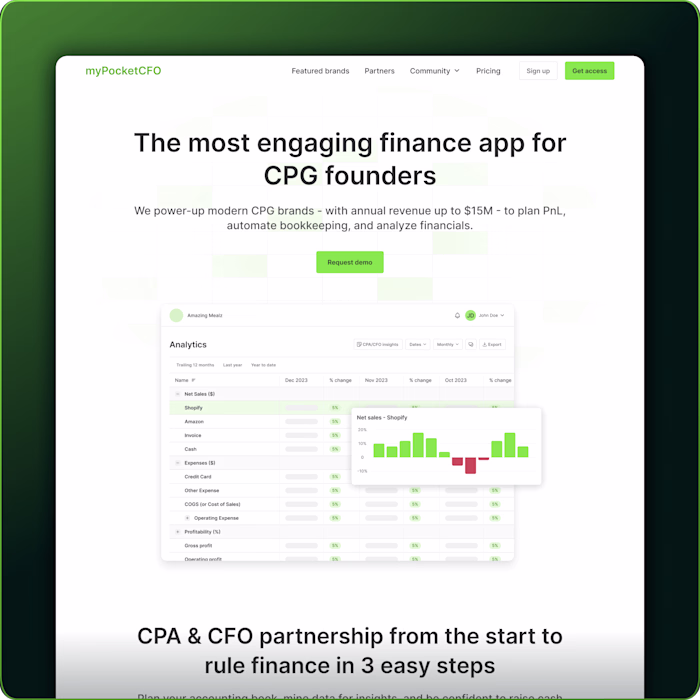 Web app revamp for CPG-focused accounting platform