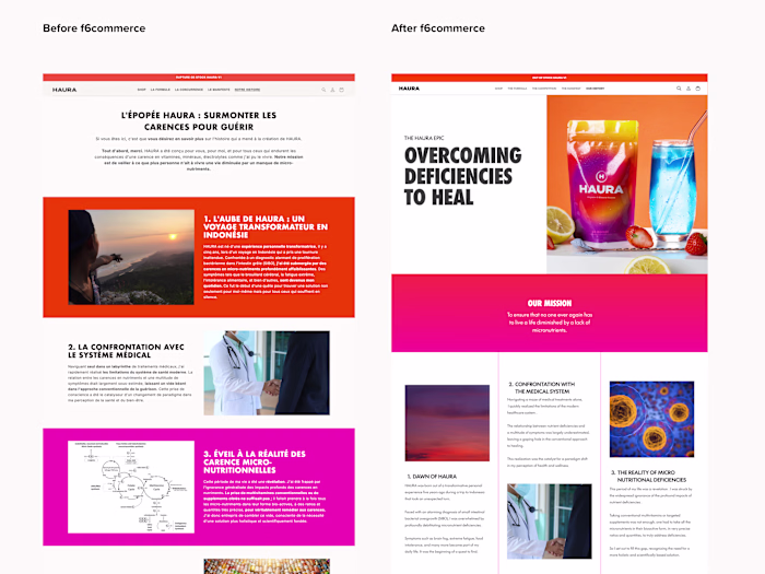 LA-CONCURRENCE and NOTRE HISTOIRE Pages Redesign and Build