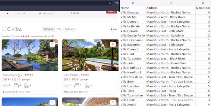 Web Scraping: Villas in Mauritius