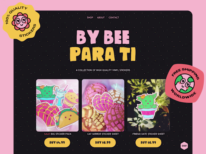 Single-Page Sticker Shop