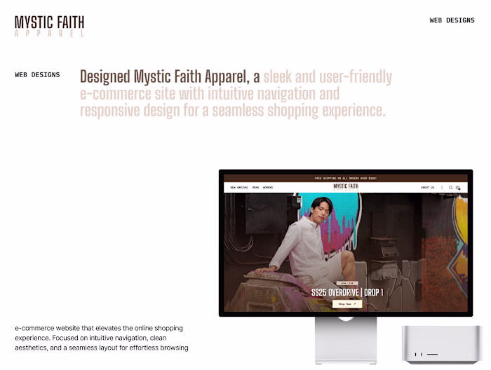 Mystic Faith Apparel E-Commerce UI