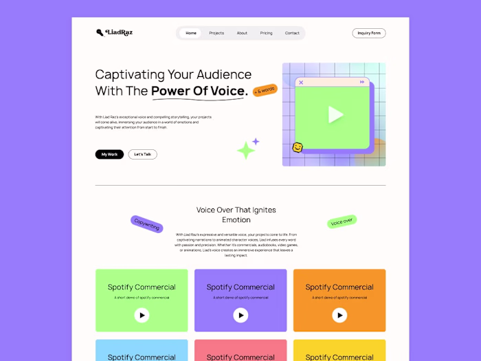 Elementor Website & Brand Identity For Liad - Voice Over Artist