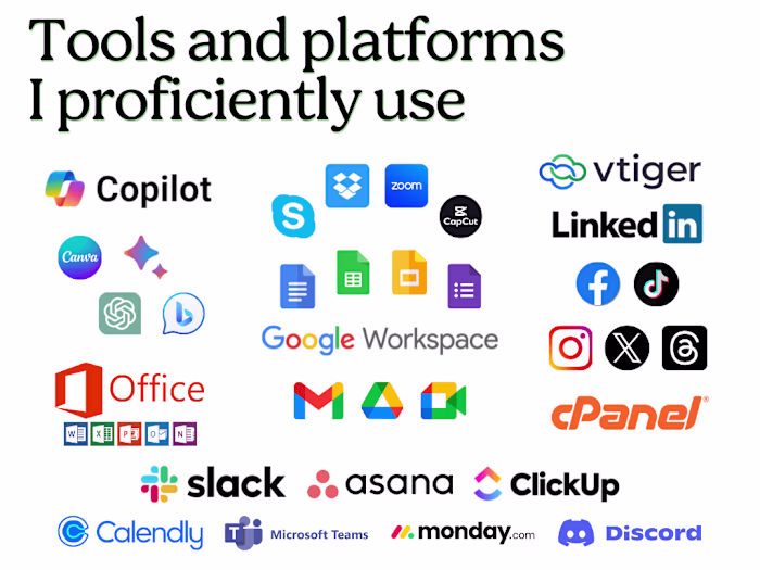 Tools and platforms I proficiently use