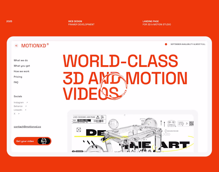 3D Motion Studio Web Design | Landing