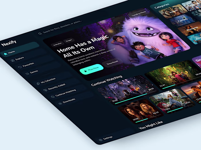 A modern movie streaming dashboard