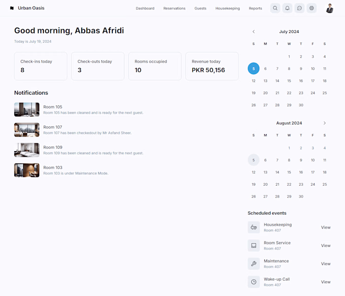 Urban Oasis Hotel Management System