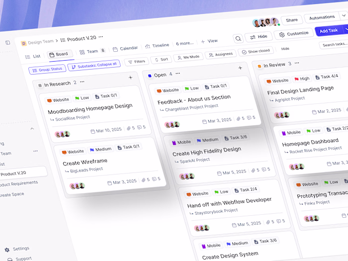 Task Management Dashboard - Kanban View