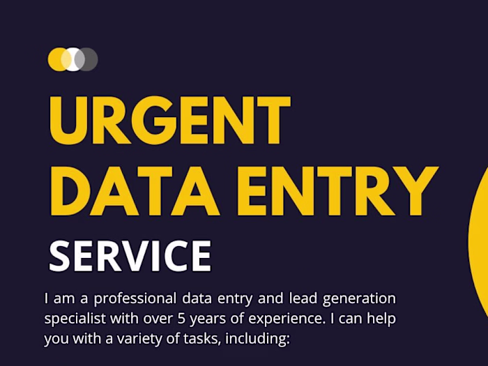 Urgent data entry work or data entry lead generation