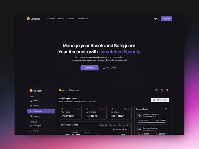 Coinsage - Dark mode exploration :: Behance