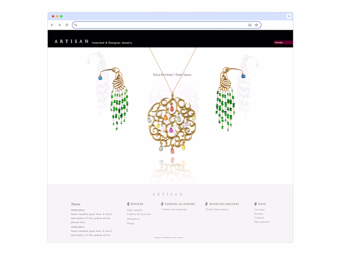 ARTISAN Jewelry Brand Website Design