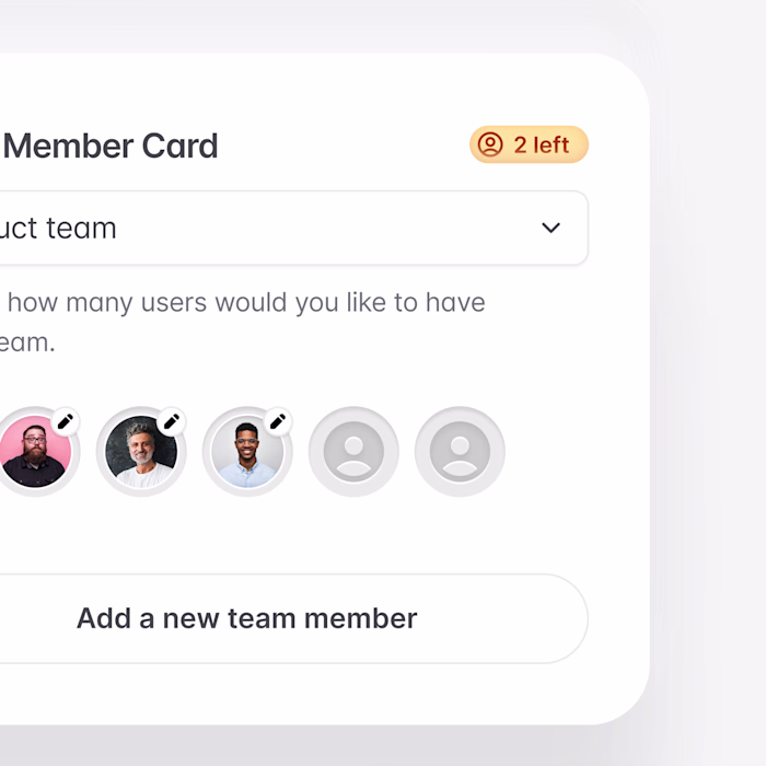 a minimal team management card