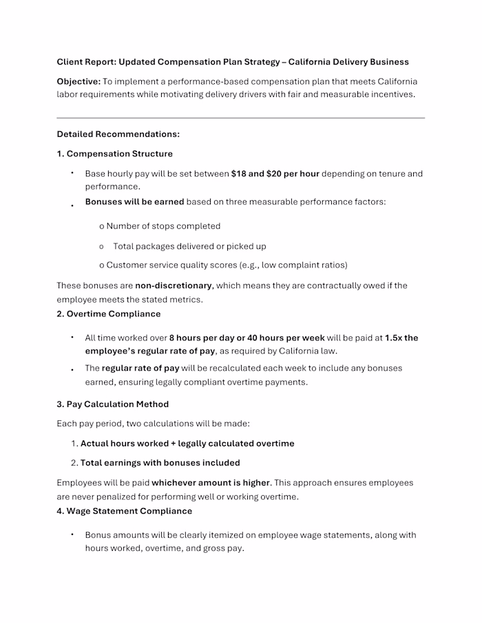 Review & Edit California Employee Pay and Bonus Plan