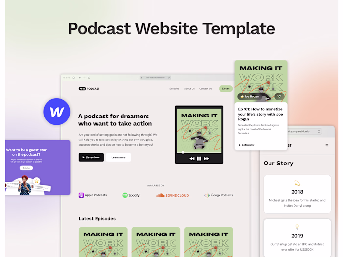 MiW Podcast - Webflow Website Template for Incredible Podcasts &