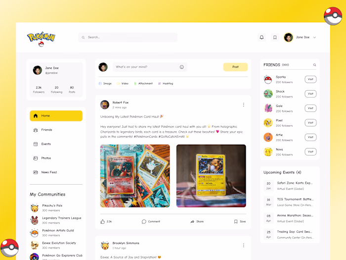 Pokémon Social Platform Homepage Design