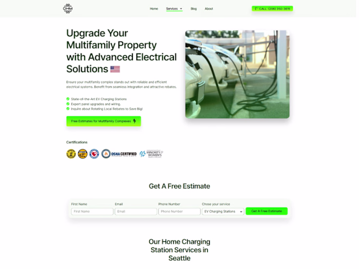 Website design OHM Electrical contracting