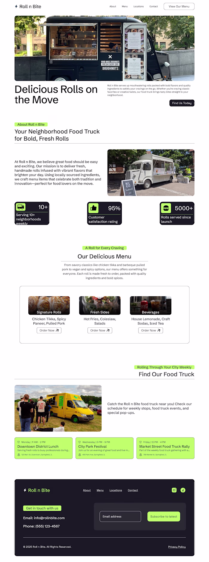 Food Truck Website Prototype Design