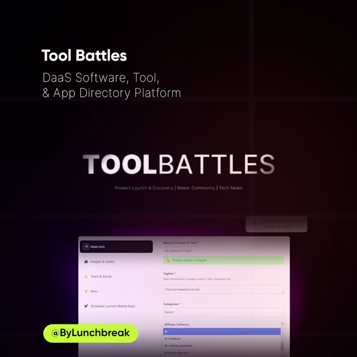 Tool Battles | Product Launch Platform SaaS/PaaS