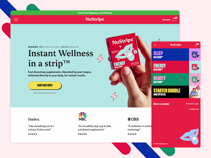 NuStrips — Home Page & Product Landing Page Development