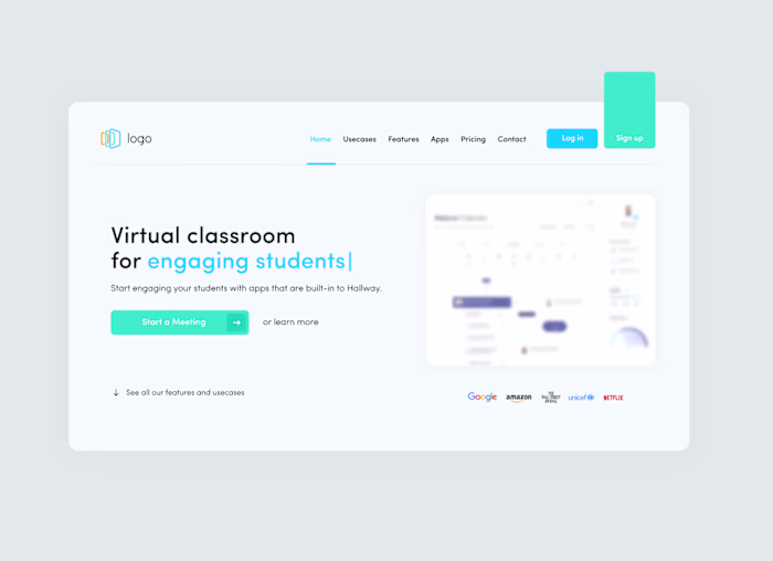 virtual classroom hero section