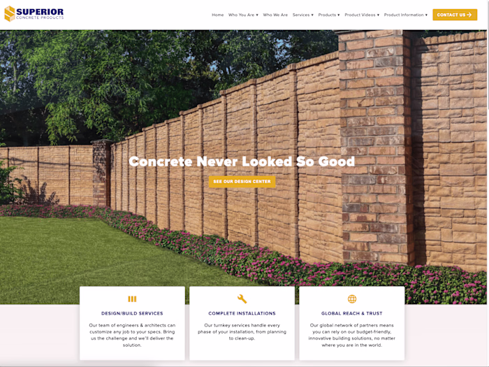 Superior Concrete Products Website Design and Development